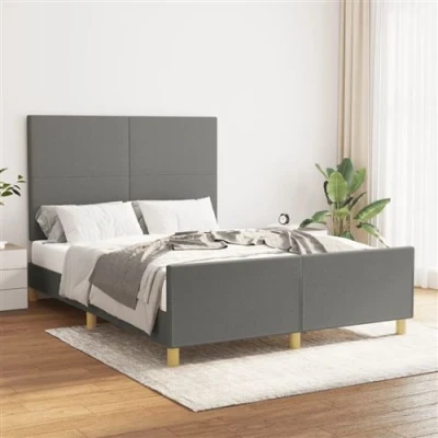 Afbeelding van vidaXL Bedframe met hoofdbord stof donkergrijs 140x200 cm