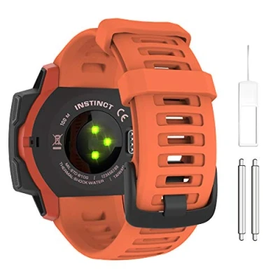 Afbeelding van MoKo Bandje compatibel met Garmin Instinct/Instinct Solar/Tactical/Instinct 2 GPS horloge, 22 mm, reservearmband van zachte siliconen, vuurrood