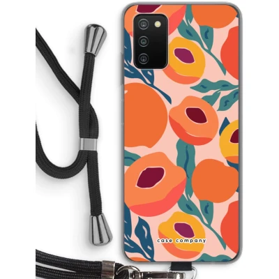 Afbeelding van Case Company® hoesje met Koord geschikt voor Samsung Galaxy A03S Perzik Telefoonhoesje Zwart Bescherming aan alle Kanten en Over de Schermrand