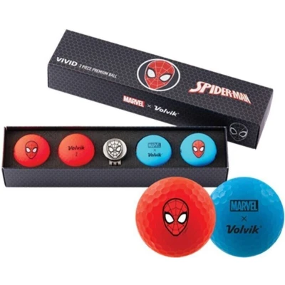 Afbeelding van Volvik Marvel Spiderman Vivid golfballen set golf 5 delig 4 + clip marker incl. cadeaudoos cadeauset