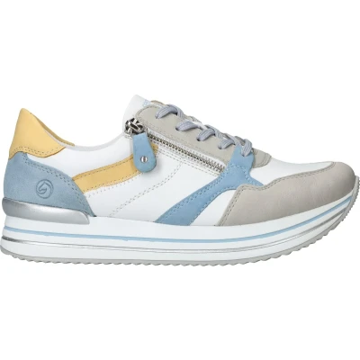 Afbeelding van Remonte Sneakers laag, Dames, Maat: 39, Vapor white aqua sun ciel Leer en imitatieleer
