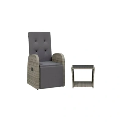 Afbeelding van vidaXL 2 delige Tuinset met kussens poly rattan grijs
