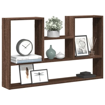 Afbeelding van Wandschap 99x15x60 cm bewerkt hout bruin eikenkleurig