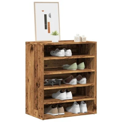Afbeelding van Schoenenkast 60x35x70 cm bewerkt hout oud houtkleurig
