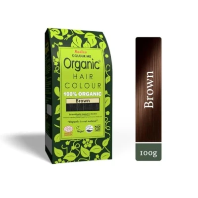 Afbeelding van Radico COLOUR ME ORGANIC Brown / Bruin 100% Natuurlijke BIO 9 Kruiden Henna Haarverf Zonder Ammoniak PPD PTD met ECOCERT, HALAL, VEGAN 100g
