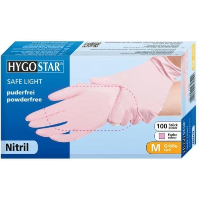 Afbeelding van Hygostar nitril handschoen roze 100 stuks maat S