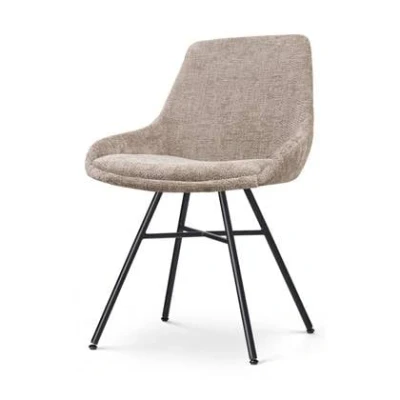 Afbeelding van Nolon Noa Isa Eetkamerstoel Bruin Stof Zwart Onderstel Design Scandinavisch Comfortabel