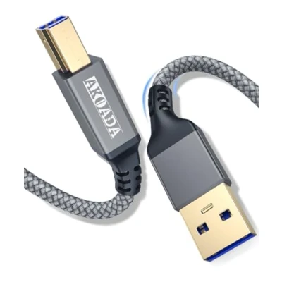 Afbeelding van 3 m USB 3.0 kabel, A stekker naar B stekker, tot 5 Gbit/s, voor dockingstation, hub, externe harde schijven, printers, scanners, multifunctionele printers enz.