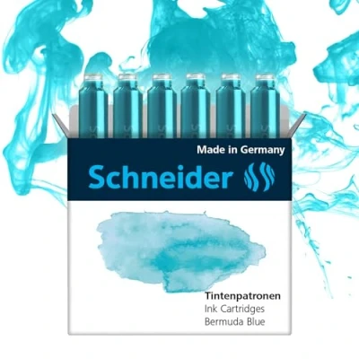Afbeelding van Schneider inktpatronen pastel Bermuda blauw doos 6 stuks S 166134