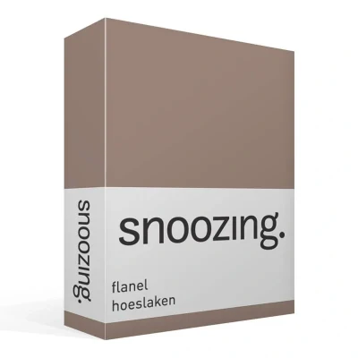 Afbeelding van Snoozing Flanel Hoeslaken Lits jumeaux 180x200 cm Taupe