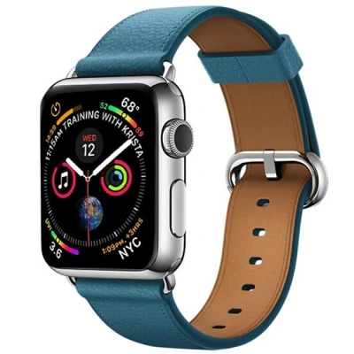 Afbeelding van Apple Watch Classic lederen bandje Blauw Geschikt voor 42mm / 44mm 45mm 49mm