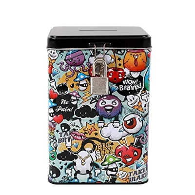 Afbeelding van I TOTAL® Grappige roerder met slot en sleutels/muntenvak van metaal sluiting (GRAFFITI)
