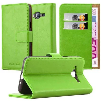 Afbeelding van Cadorabo Hoesje geschikt voor Samsung Galaxy J3 2016 in GRAS GROEN Beschermhoes met magnetische sluiting, standfunctie en kaartvakje Book Case Cover Etui