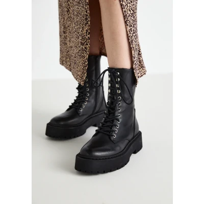 Afbeelding van Steve Madden Skywen Veterboots, Dames, Maat: 37, Black Leer
