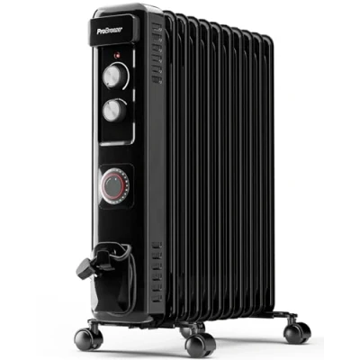 Afbeelding van Pro Breeze Olieradiator, 2500 W, 11 elementen, mobiele elektrische radiator, verwarming met geïntegreerde 24 uurs timer, 3 warmtestanden, instelbare thermostaat, veiligheidsuitschakeling