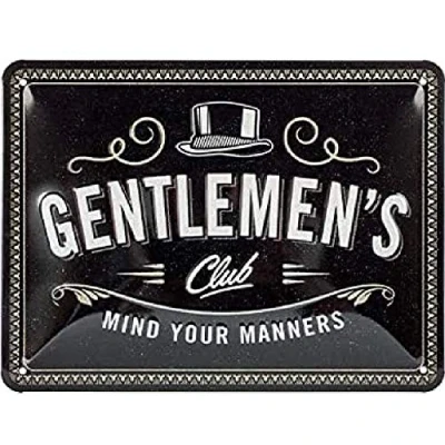 Afbeelding van Wandbord Gentlemen&#039;s Club Mind Your Manners 15x20cm