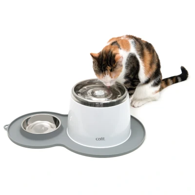 Afbeelding van Catit Placemat Peanut Inclusief Rvs Bakje 35 x 23 3 cm Kattendrinkbak Grijs