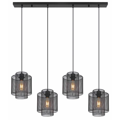 Afbeelding van Globo hanglamp Augustin zwart metaal 15664 4H