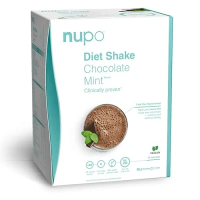 Afbeelding van NUPO Diet Shake Chocolate Mint Premium voor gewichtsverlies, complete maaltijdvervanger 10 porties, veganistisch, glutenvrij, GMO vrij