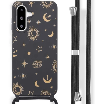 Afbeelding van imoshion hoesje Geschikt voor Samsung Galaxy A26 met koord Siliconen design Meerkleurig / Sky Black