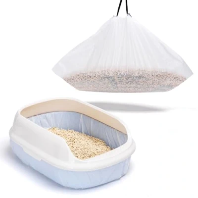 Afbeelding van Nobleza Cat 20 hygiënische zakken voor kattenbakvulling met trekkoord, krasbestendige voering, middelgrote en grote kattenbak, 79 x 45 cm