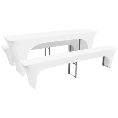Afbeelding van Hoes voor biertafel en banken 225x50x80 cm stretch wit 3 st