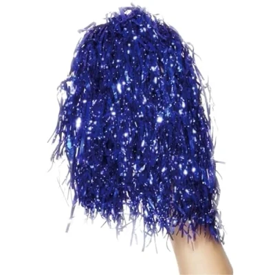 Afbeelding van Smiffys Cheerballen 2 stuks blauw pompom met stokgreep 30 cm