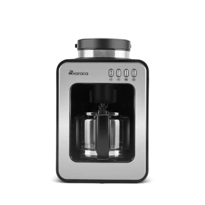 Afbeelding van KARACA GRINDMAESTRO Filterkoffiezetapparaat met geïntegreerde koffiemolen, 0,5 l, 600 W, druppelstop, roestvrij staal, One Touch bediening, afneembaar filter