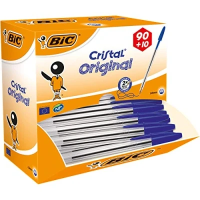 Afbeelding van Bic balpen Cristal Medium voordeelpak 90 + 10 gratis, blauw