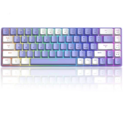 Afbeelding van T8 RGB 60% mechanisch toetsenbord, bekabeld gamingtoetsenbord, compacte lay out 65%, 18 leds Chroma achtergrondverlichting, QWERTY Mini 68 toetsen Full Key Anti ghosting voor PS4, Xbox, PC, MAC