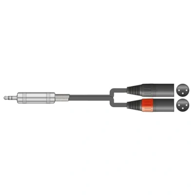 Afbeelding van Citronic 3,5 mm stereo stekker naar 2 mannelijke XLR connectoren Professionele kwaliteit afgeschermde audiokabel, dubbele gegoten en cm gebalanceerde TRS jack