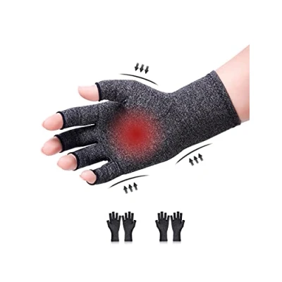 Afbeelding van Donfri 2 paar compressiehandschoenen voor artrose ter verlichting van pijn, duimorthese, ondersteuning polsen en artrose, maat S, grijs