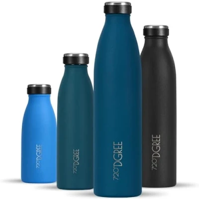 Afbeelding van 720DGREE Milkybottle roestvrijstalen drinkfles, 1000 ml, groen, water isolatiefles, duurzame coating, perfect voor kinderen, sport, school, geïsoleerde premium kwaliteit