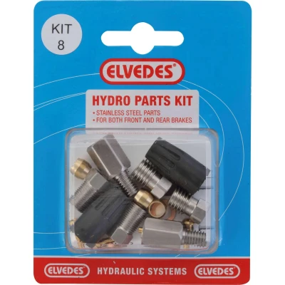 Afbeelding van hydraulische onderdelen Kit 8 M9x1,25 + M6 RVS Magura MT2 voor en achterrem Elvedes leiding (op kaart)