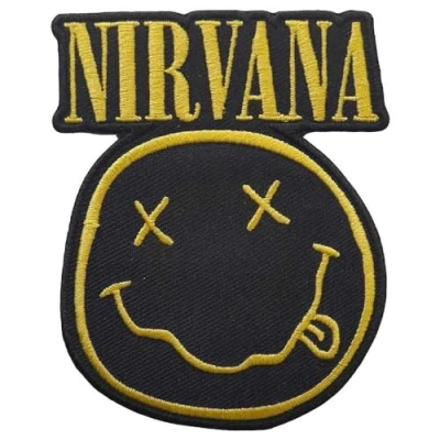 Afbeelding van Nirvana Logo &amp; Happy Face Patch Zwart/Geel