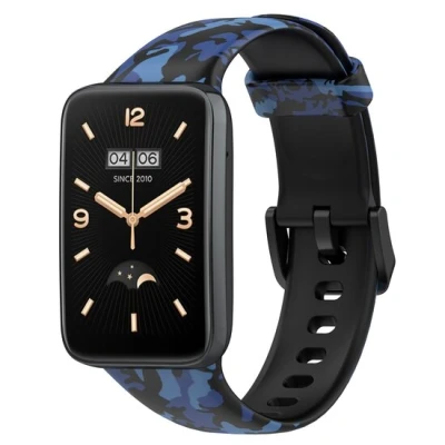 Afbeelding van Siliconen bandje met print Camouflage blauw Xiaomi Smart band 7 Pro