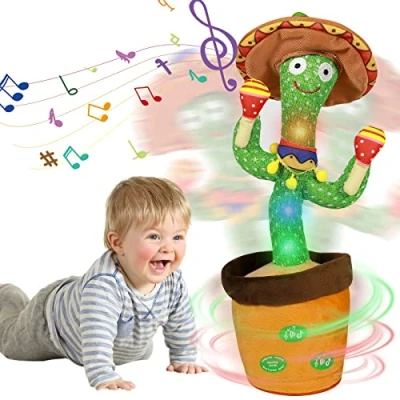 Afbeelding van HICAS Cactus die danst en herhaalt, verlichting, herhaalt wat je zegt, interactief educatief cactusspeelgoed, 120 liedjes, volumeregeling, grappige cadeaus voor kinderen decoratie