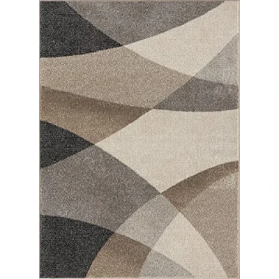 Afbeelding van Modern design woon of slaapkamer tapijt Golvend patroon Beige 120x160 Binnen The Carpet PEARL
