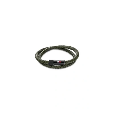 Image de Tommy Hilfiger Jewelry Bracelet en cuir pour homme Vert 2790611S, One Size, Cuir, Pas de gemme
