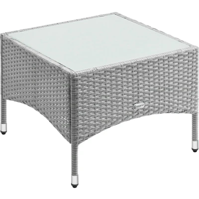 Afbeelding van CASARIA Polyrattan Bijzettafel Buiten 58x58x42cm Grijs