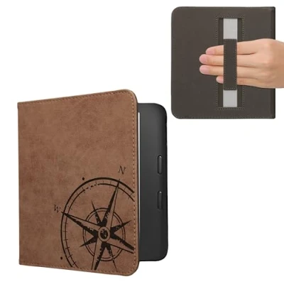 Afbeelding van kwmobile ereader hoesje van kunstsuède geschikt voor Kobo Libra 2 Met magneetsluiting In bruin