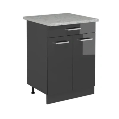 Afbeelding van Vicco Keukenonderkast R Line, Antraciet Hoogglans/Antraciet, 60 cm WB Marmer