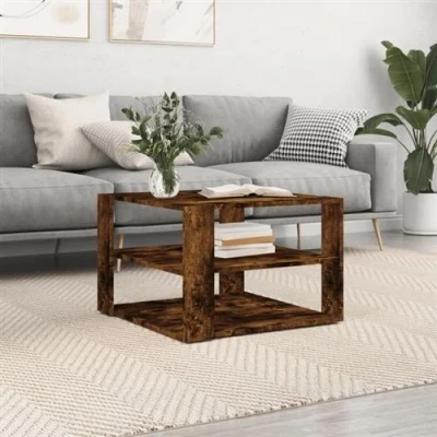 Afbeelding van Salontafel 59,5x59,5x40 cm bewerkt hout gerookt eikenkleurig