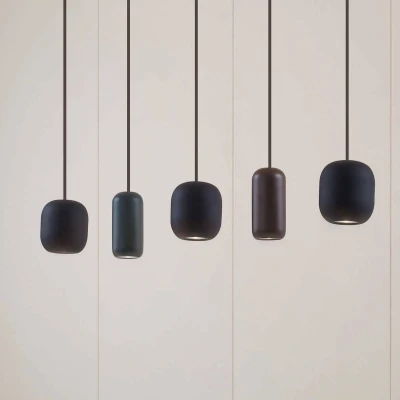 Afbeelding van Lucande hanglamp 5lichts IJzer, metaal, PVC H: 16 cm GU10 mat zwart, donkergroen, bruin