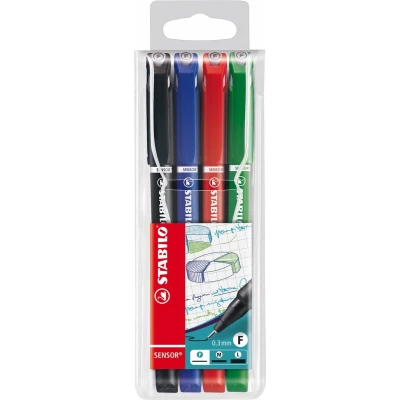 Afbeelding van Fineliner STABILO Sensor 189 fijn assorti etui à 4 stuks