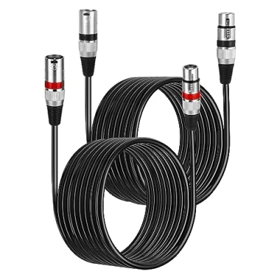 Afbeelding van PERMUST 2 x 8 m XLR kabel, 3 polige mannelijk naar vrouwelijk, meerkleurig, DMX microfoonkabel