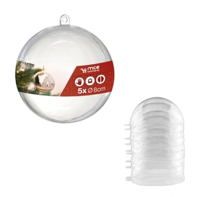 Afbeelding van Acryl Kugel A66805 5 stuks plexiglas ballen transparant diameter 8 cm met ophangoog 2 Kerstmis
