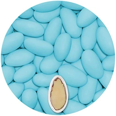 Afbeelding van EinsSein 0,5kg Suiker amandelen bruiloft Gracile midi hemelsblauw mat suikerbonen wit bruitssuiker dragees confetti kleuren pure omhuld coating suikerlaagje boontjes geboorte communie candy bar
