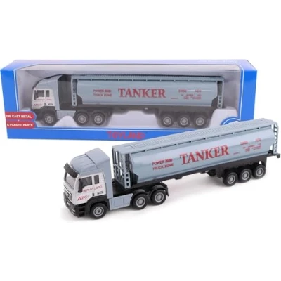 Afbeelding van Toyland® Diecast Speelgoedwagen 28 cm en aanhanger, speelgoedmodellen voertuigen, verschillende modellen (tankwagen)