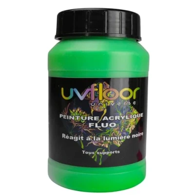 Afbeelding van UV FLOOR Acrylverf neongroen Speciaal zwart en ultraviolet licht Flashy Vloeibaar ultra gepigmenteerd Fluorescerend 250ml